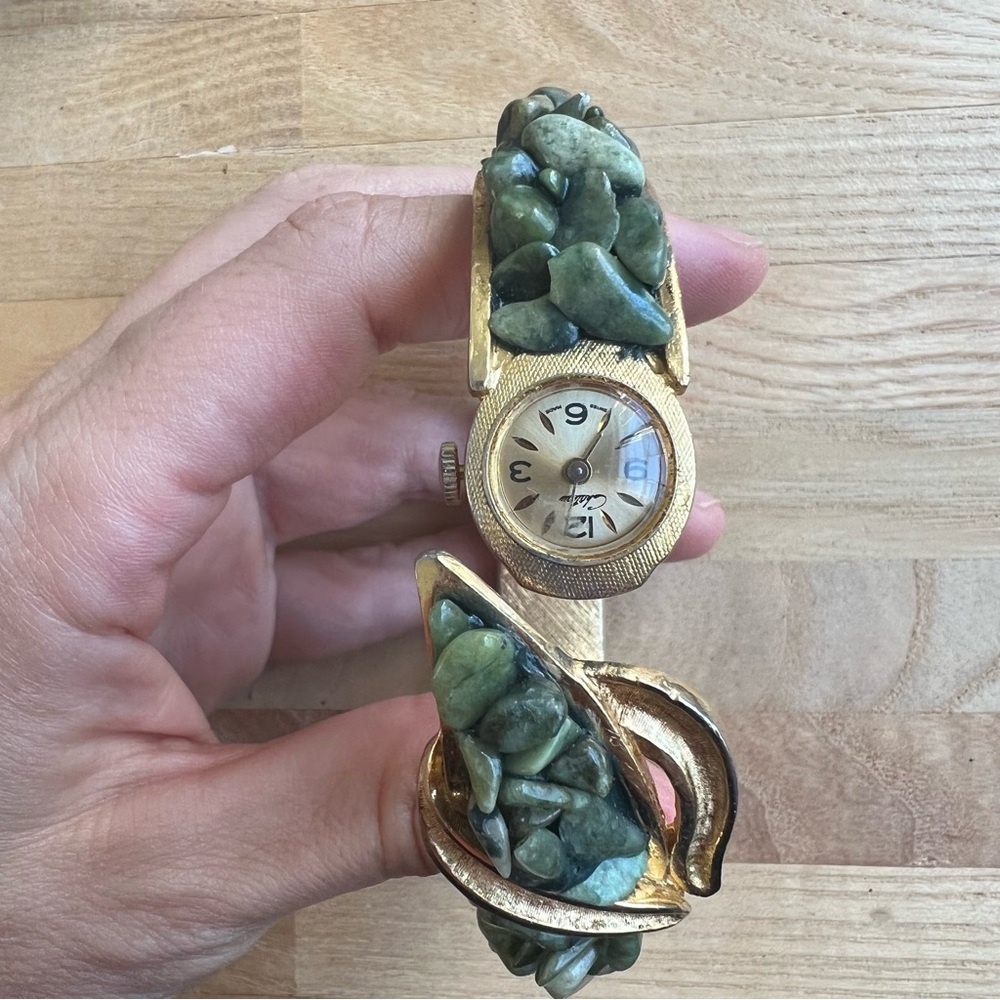 Vintage peek a boo mechanical winding bangle watch gemstone bracelet